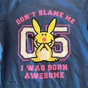 Happy Bunny Jim Benton Blue Sleepshirt Nightgown Y2K Juniors Size Medium